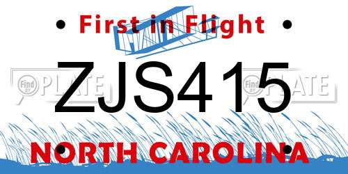 ZJS415 North Carolina License Plate