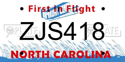 ZJS418 North Carolina License Plate
