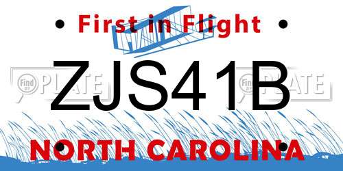 ZJS41B North Carolina License Plate