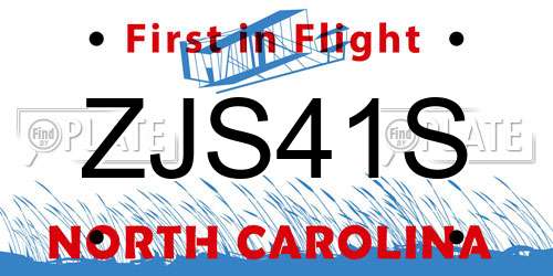 ZJS41S North Carolina License Plate
