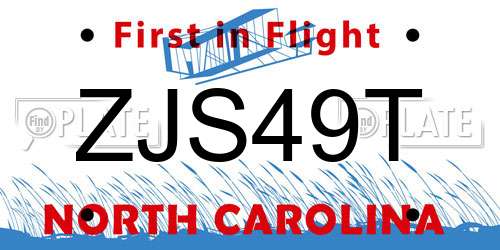 ZJS49T North Carolina License Plate