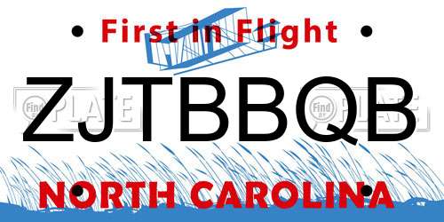 ZJTBBQB North Carolina License Plate
