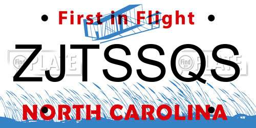 ZJTSSQS North Carolina License Plate