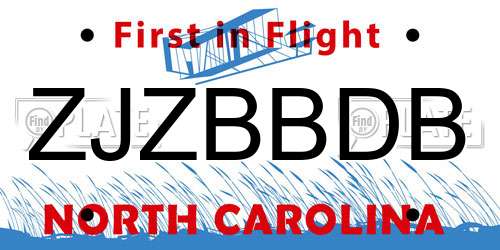 ZJZBBDB North Carolina License Plate