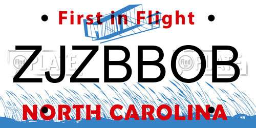 ZJZBBOB North Carolina License Plate