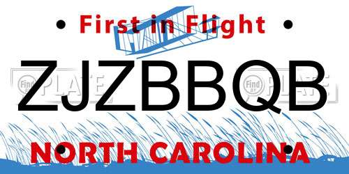 ZJZBBQB North Carolina License Plate