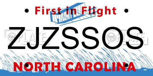 ZJZSSOS North Carolina License Plate