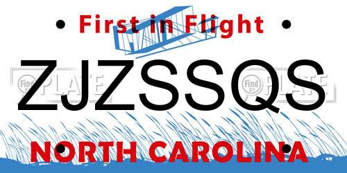 ZJZSSQS North Carolina License Plate