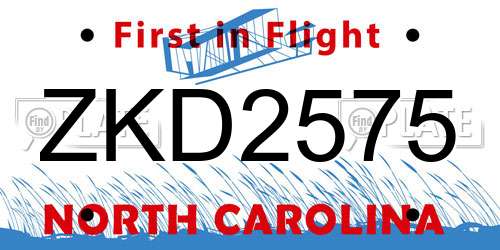 ZKD2575 North Carolina License Plate