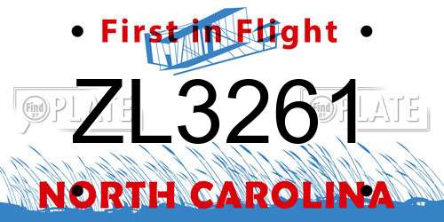 ZL3261 North Carolina License Plate