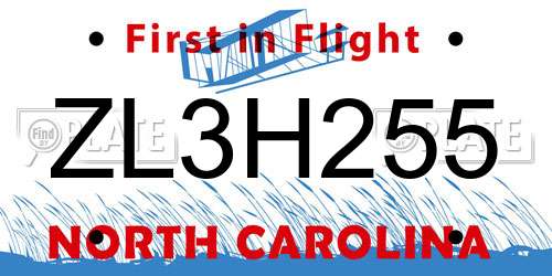 ZL3H255 North Carolina License Plate