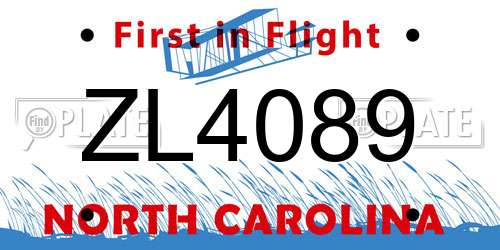 ZL4089 North Carolina License Plate