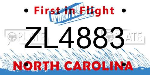 ZL4883 North Carolina License Plate