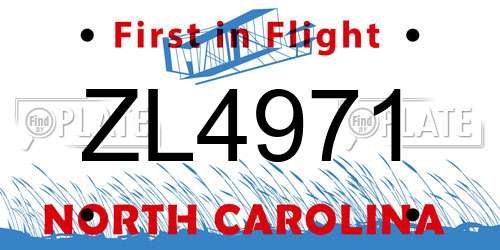 ZL4971 North Carolina License Plate