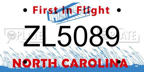 ZL5089 North Carolina License Plate