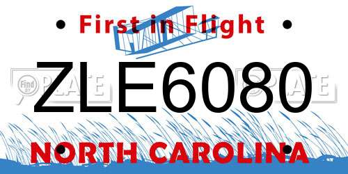 ZLE6080 North Carolina License Plate
