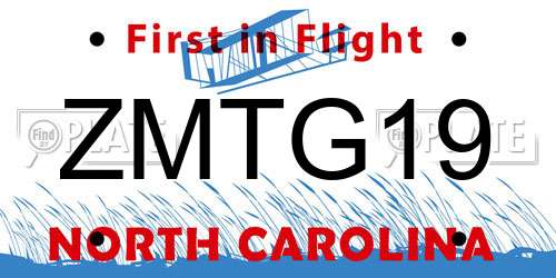 ZMTG19 North Carolina License Plate