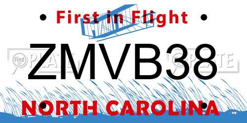 ZMVB38 North Carolina License Plate