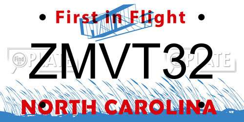 ZMVT32 North Carolina License Plate