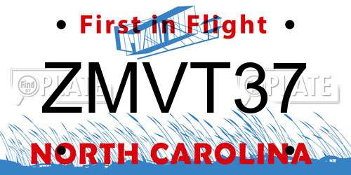 ZMVT37 North Carolina License Plate