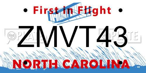 ZMVT43 North Carolina License Plate