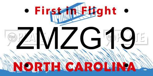 ZMZG19 North Carolina License Plate