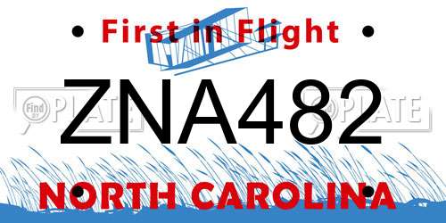 ZNA482 North Carolina License Plate