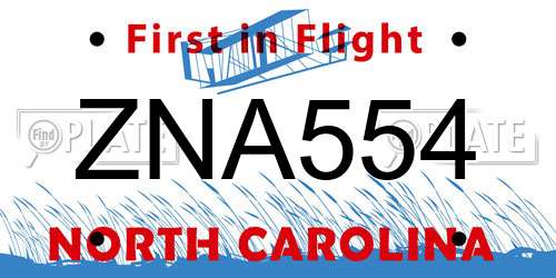 ZNA554 North Carolina License Plate
