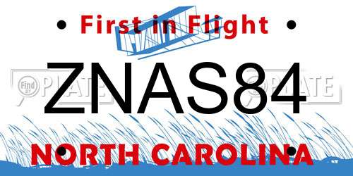 ZNAS84 North Carolina License Plate