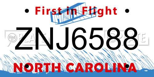 ZNJ6588 North Carolina License Plate