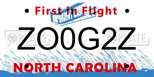 ZO0G2Z North Carolina License Plate