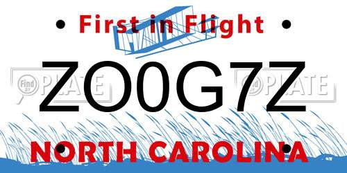 ZO0G7Z North Carolina License Plate