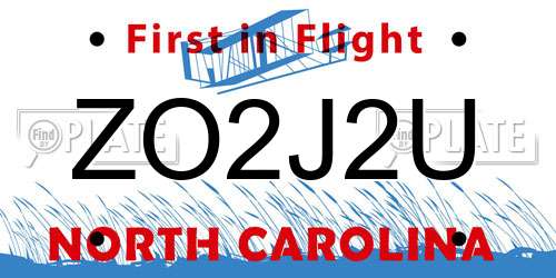 ZO2J2U North Carolina License Plate
