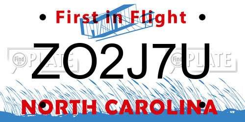 ZO2J7U North Carolina License Plate