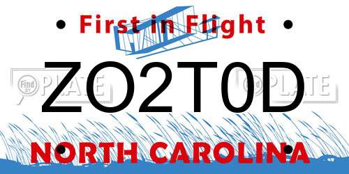 ZO2T0D North Carolina License Plate