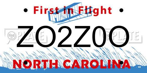 ZO2Z0O North Carolina License Plate