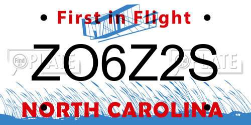 ZO6Z2S North Carolina License Plate