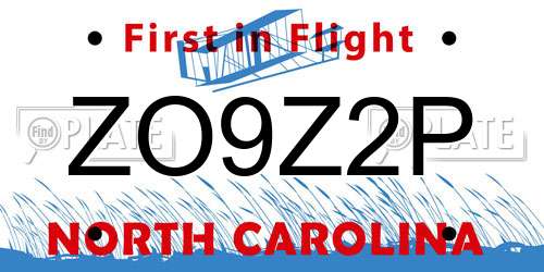 ZO9Z2P North Carolina License Plate