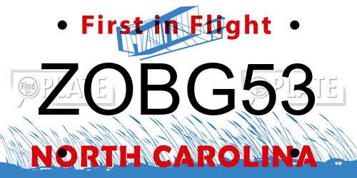 ZOBG53 North Carolina License Plate