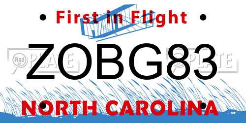 ZOBG83 North Carolina License Plate