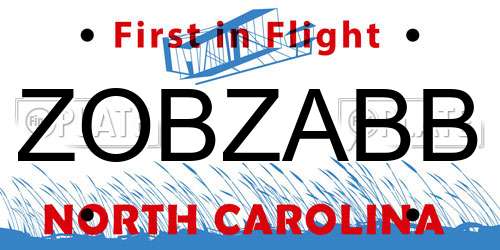 ZOBZABB North Carolina License Plate
