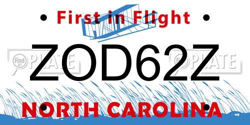 ZOD62Z North Carolina License Plate