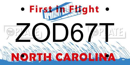 ZOD67T North Carolina License Plate