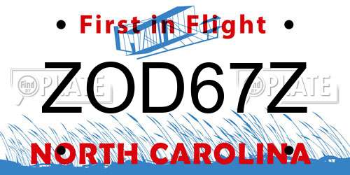 ZOD67Z North Carolina License Plate