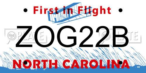 ZOG22B North Carolina License Plate