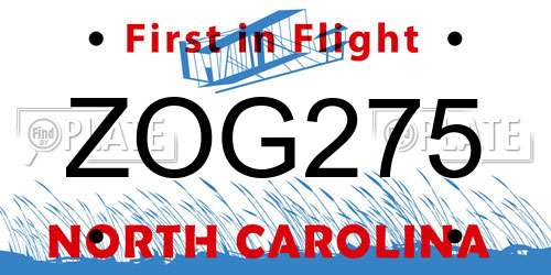 ZOG275 North Carolina License Plate