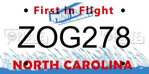 ZOG278 North Carolina License Plate