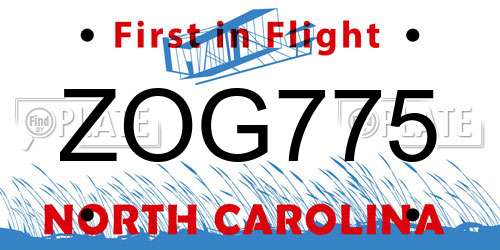 ZOG775 North Carolina License Plate