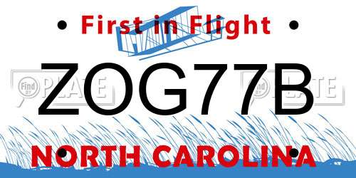 ZOG77B North Carolina License Plate