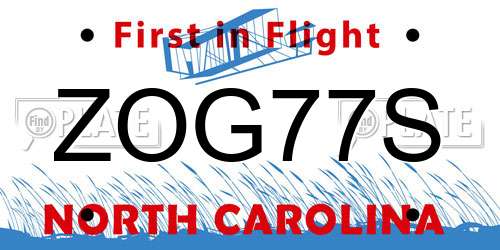 ZOG77S North Carolina License Plate